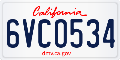 CA license plate 6VCO534