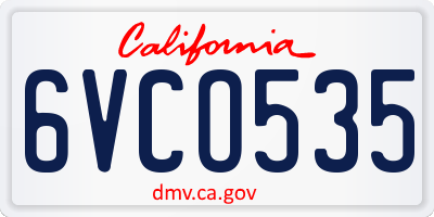 CA license plate 6VCO535