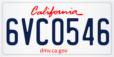 CA license plate 6VCO546