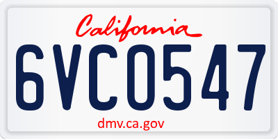 CA license plate 6VCO547