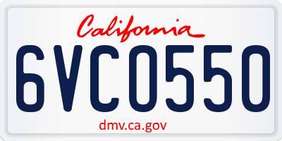 CA license plate 6VCO550