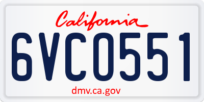 CA license plate 6VCO551