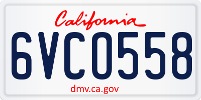 CA license plate 6VCO558