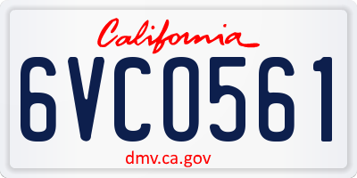CA license plate 6VCO561