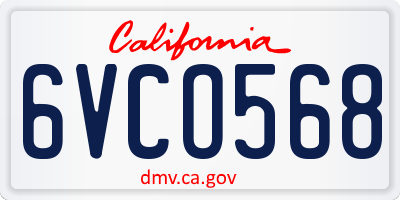 CA license plate 6VCO568