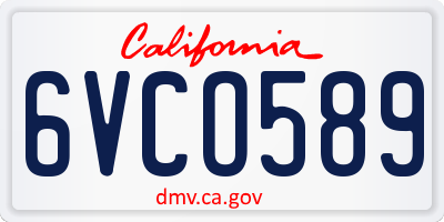 CA license plate 6VCO589