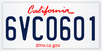 CA license plate 6VCO601