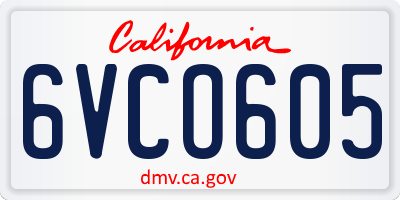 CA license plate 6VCO605