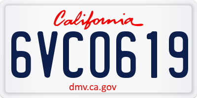 CA license plate 6VCO619