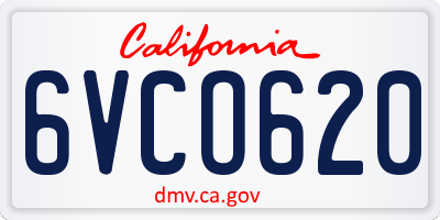 CA license plate 6VCO620