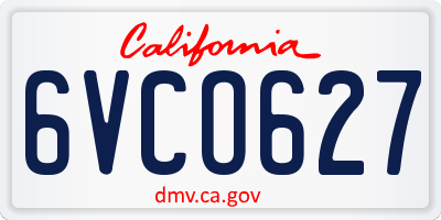 CA license plate 6VCO627