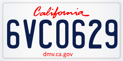 CA license plate 6VCO629