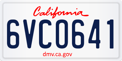 CA license plate 6VCO641