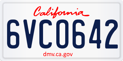 CA license plate 6VCO642