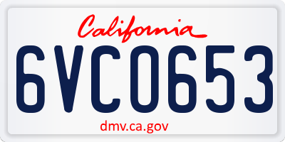 CA license plate 6VCO653