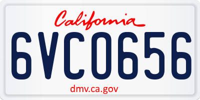 CA license plate 6VCO656
