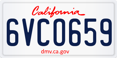 CA license plate 6VCO659