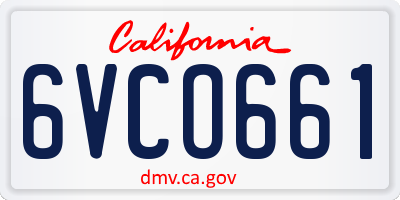 CA license plate 6VCO661