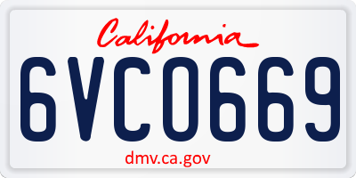 CA license plate 6VCO669