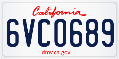 CA license plate 6VCO689