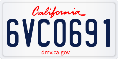 CA license plate 6VCO691