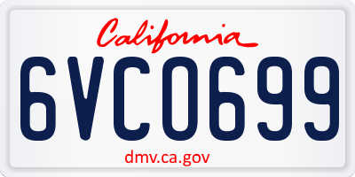CA license plate 6VCO699