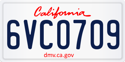 CA license plate 6VCO709