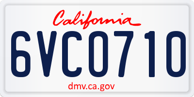 CA license plate 6VCO710