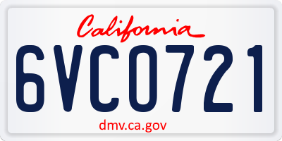 CA license plate 6VCO721
