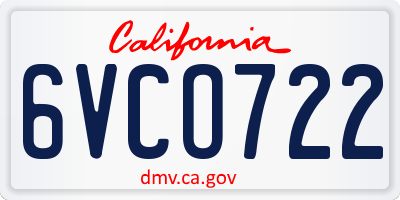 CA license plate 6VCO722