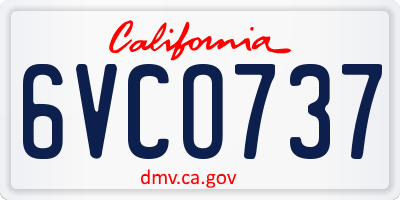 CA license plate 6VCO737