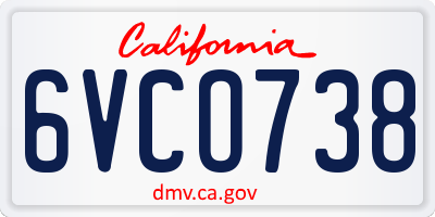 CA license plate 6VCO738