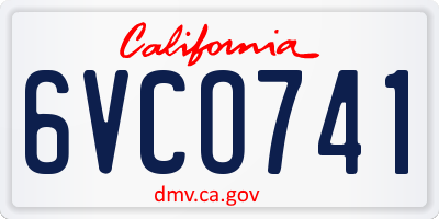 CA license plate 6VCO741