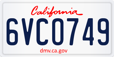 CA license plate 6VCO749