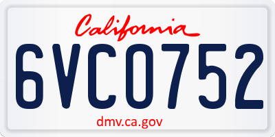 CA license plate 6VCO752