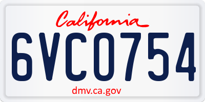 CA license plate 6VCO754