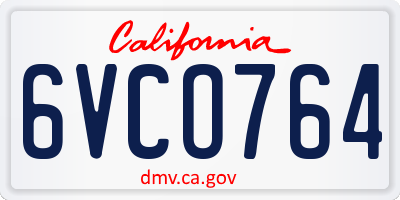 CA license plate 6VCO764