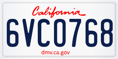 CA license plate 6VCO768