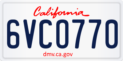 CA license plate 6VCO770