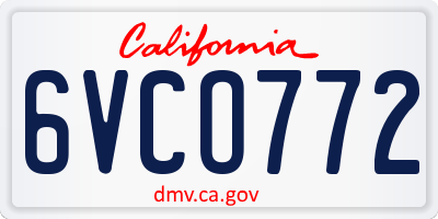 CA license plate 6VCO772