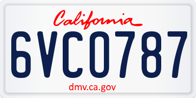 CA license plate 6VCO787