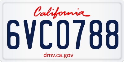 CA license plate 6VCO788