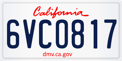 CA license plate 6VCO817