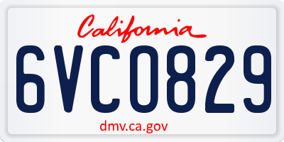 CA license plate 6VCO829