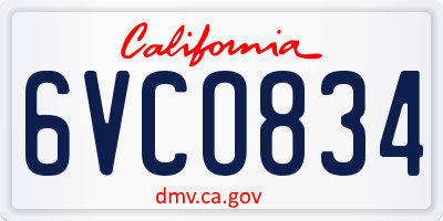 CA license plate 6VCO834