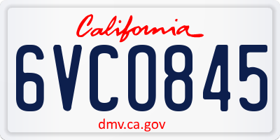 CA license plate 6VCO845
