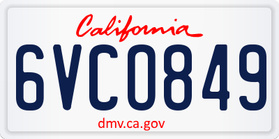 CA license plate 6VCO849