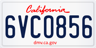 CA license plate 6VCO856