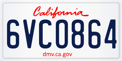 CA license plate 6VCO864