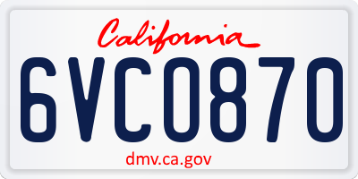 CA license plate 6VCO870